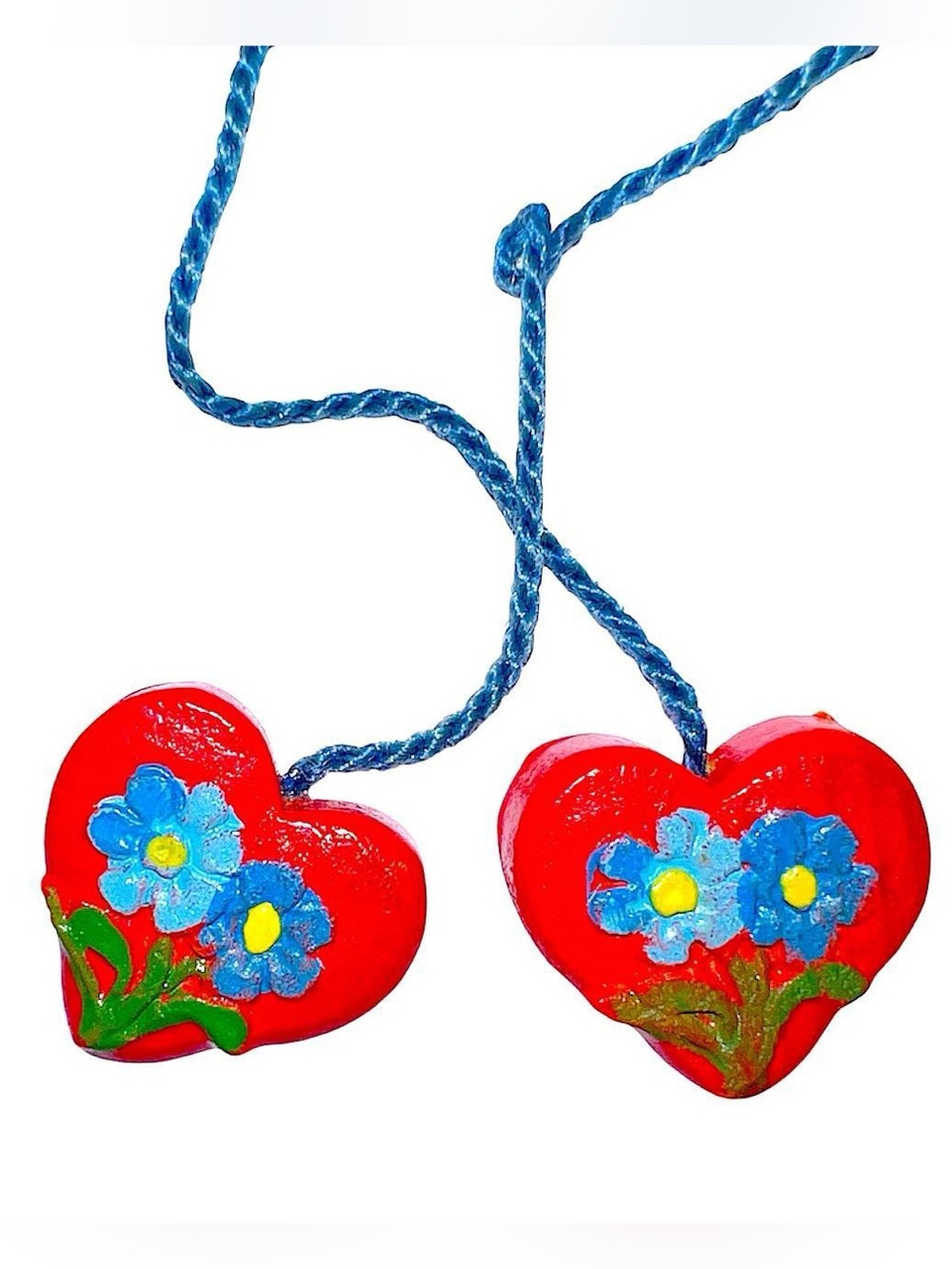 Vintage wooden heart charm.